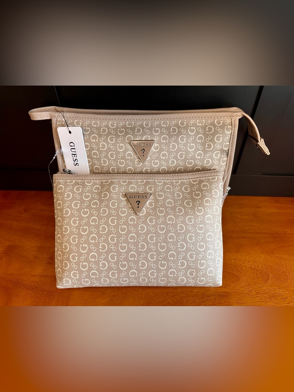 GUESS Beige Monogram Travel Bags